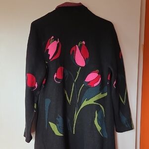 Black Duster With Tulip Pattern